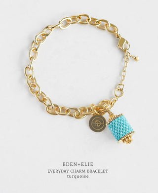 EDEN + ELIE Everyday Gold Charm Bracelet  - turquoise