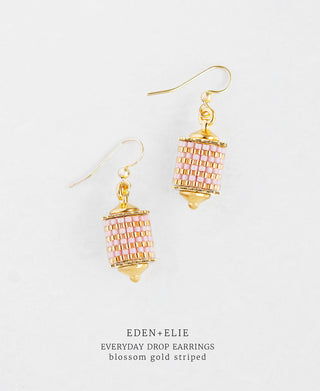 EDEN + ELIE Everyday Drop Earrings - blossom gold striped