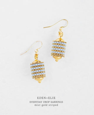 EDEN + ELIE Everyday Drop Earrings - mist gold striped