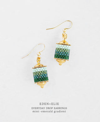 EDEN + ELIE Everyday Drop Earrings - mint emerald gradient