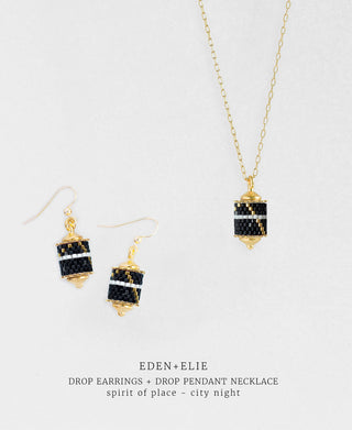 Drop Earrings + Drop Pendant Necklace Set - Spirit of Place City Night