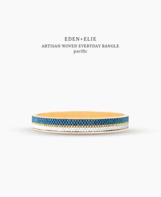 EDEN + ELIE Everyday Gold Narrow Bangle - pacific blue