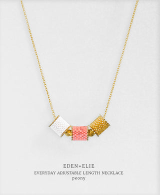 EDEN + ELIE Everyday Adjustable Length Necklace - peony pink