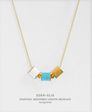 EDEN + ELIE Everyday Adjustable Length Necklace - turquoise