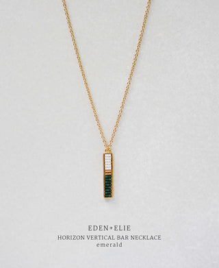 EDEN + ELIE Horizon Vertical bar necklace - emerald green