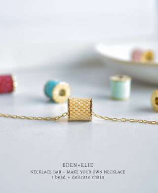 EDEN + ELIE Necklace Bar single bead + optional chain - golden sand