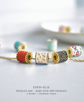 EDEN + ELIE Necklace Bar single bead + optional chain - golden sand