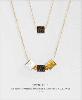 EDEN + ELIE Mother-Daughter twinning necklaces set - bark brown