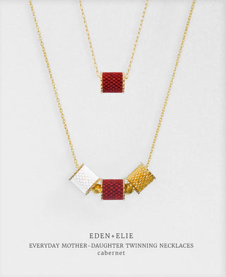 EDEN + ELIE Mother-Daughter twinning necklaces set - cabernet red