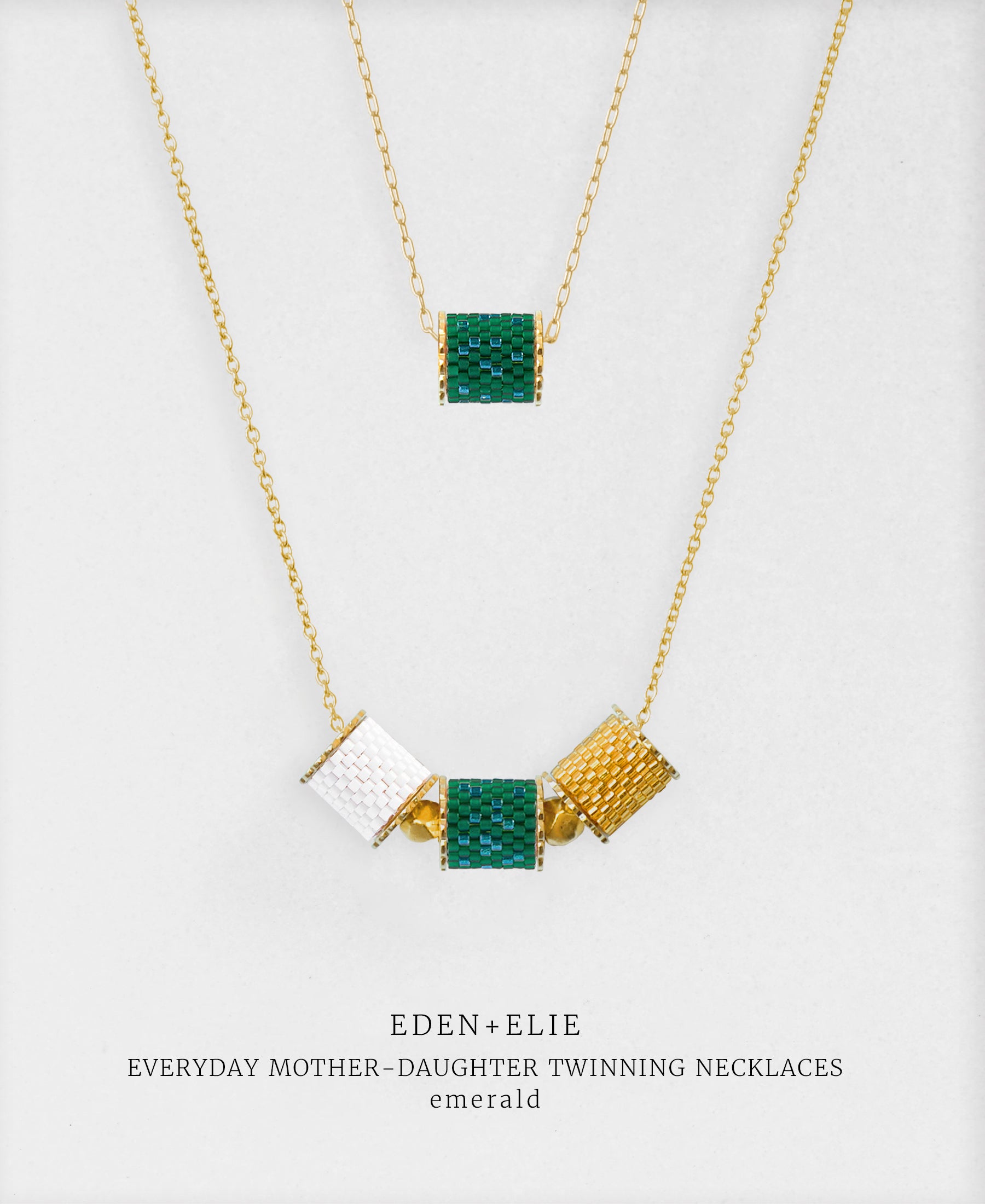EDEN + ELIE Mother-Daughter twinning necklaces set - emerald green