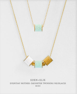 EDEN + ELIE Mother-Daughter twinning necklaces set - mint green