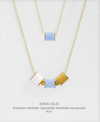 EDEN + ELIE Mother-Daughter twinning necklaces set - mist blue