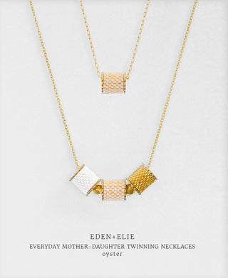 EDEN + ELIE Mother-Daughter twinning necklaces set - light oyster