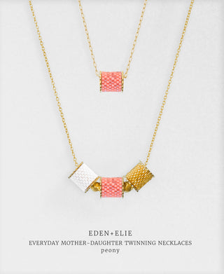 EDEN + ELIE Mother-Daughter twinning necklaces set - peony pink