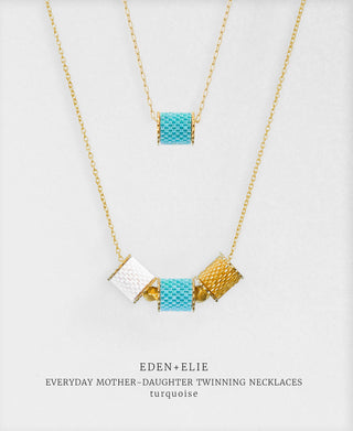 EDEN + ELIE Mother-Daughter twinning necklaces set - turquoise