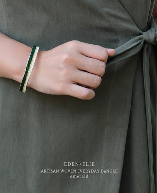 EDEN + ELIE Everyday Gold Narrow Bangle - bark brown