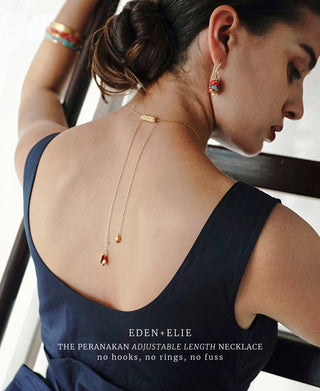 EDEN + ELIE Modern Peranakan adjustable length necklace - peach