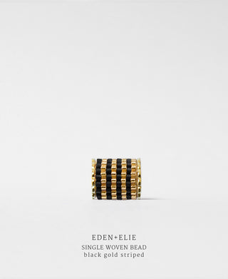 EDEN + ELIE Necklace Bar single bead + optional chain - black gold striped