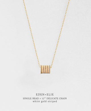 EDEN + ELIE Single bead with chain - White Gold Striped