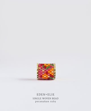 EDEN + ELIE Necklace Bar single bead + optional chain - peranakan ruby