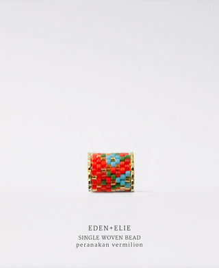 EDEN + ELIE Necklace Bar single bead + optional chain - peranakan vermilion