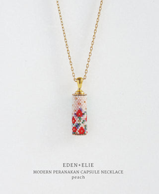 EDEN + ELIE Modern Peranakan capsule pendant necklace - peach