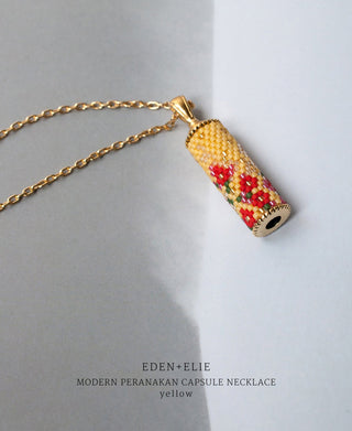 EDEN + ELIE Modern Peranakan capsule pendant necklace + bangle gift set - yellow