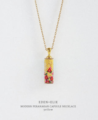 EDEN + ELIE Modern Peranakan capsule pendant necklace + bangle gift set - yellow