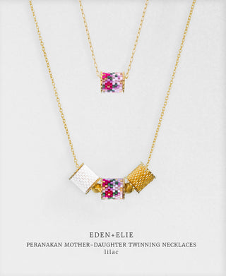 EDEN + ELIE Mother-Daughter twinning necklaces set - peranakan lilac