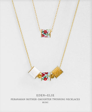 EDEN + ELIE Mother-Daughter twinning necklaces set - peranakan mint