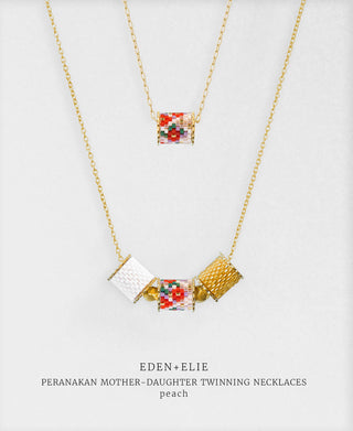 EDEN + ELIE Mother-Daughter twinning necklaces set - peranakan peach