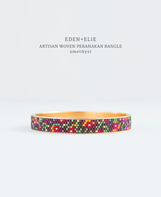 EDEN + ELIE Modern Peranakan gold narrow bangle - amethyst