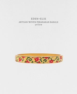 EDEN + ELIE Modern Peranakan adjustable length necklace + bangle gift set - yellow