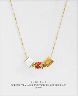 EDEN + ELIE Modern Peranakan adjustable length necklace + bangle gift set - yellow