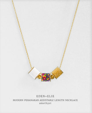 EDEN + ELIE Modern Peranakan adjustable length necklace - amethyst