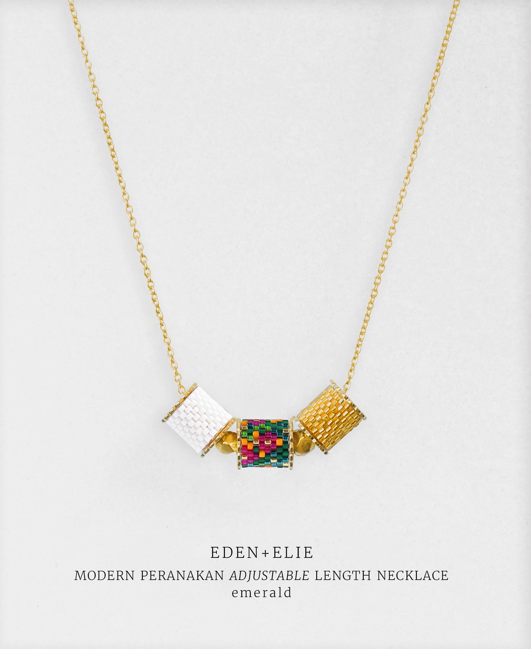EDEN + ELIE Modern Peranakan adjustable length necklace - emerald