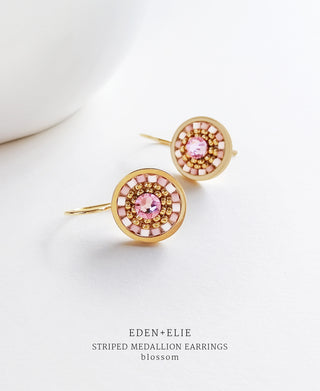 EDEN + ELIE Striped Medallion drop earrings - blossom