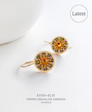 EDEN + ELIE Striped Medallion drop earrings - Lovebird