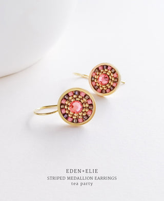 EDEN + ELIE Striped Medallion drop earrings - tea party