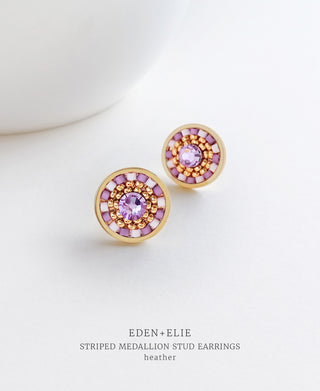 EDEN + ELIE Striped Medallion stud earrings - heather