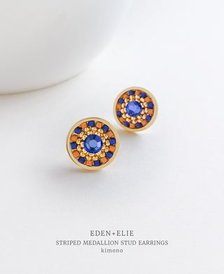 EDEN + ELIE Striped Medallion stud earrings - kimono