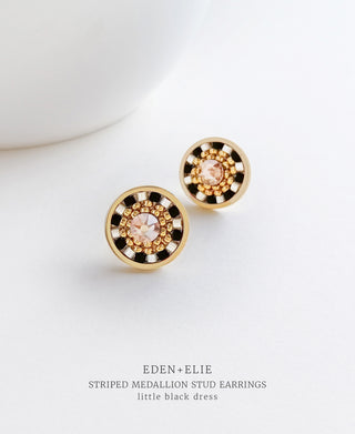 EDEN + ELIE Striped Medallion stud earrings - little black dress