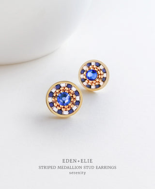 EDEN + ELIE Striped Medallion stud earrings - serenity