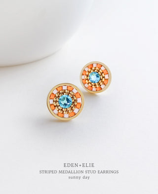 EDEN + ELIE Striped Medallion stud earrings - sunny day