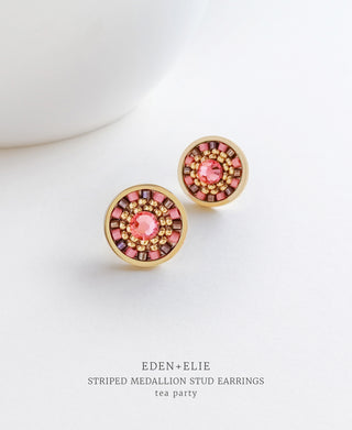 EDEN + ELIE Striped Medallion stud earrings - tea party