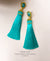 EDEN + ELIE silk tassel statement earrings - turquoise