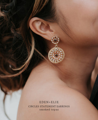 EDEN + ELIE Double Circle Statement Drop Earrings - smoked topaz