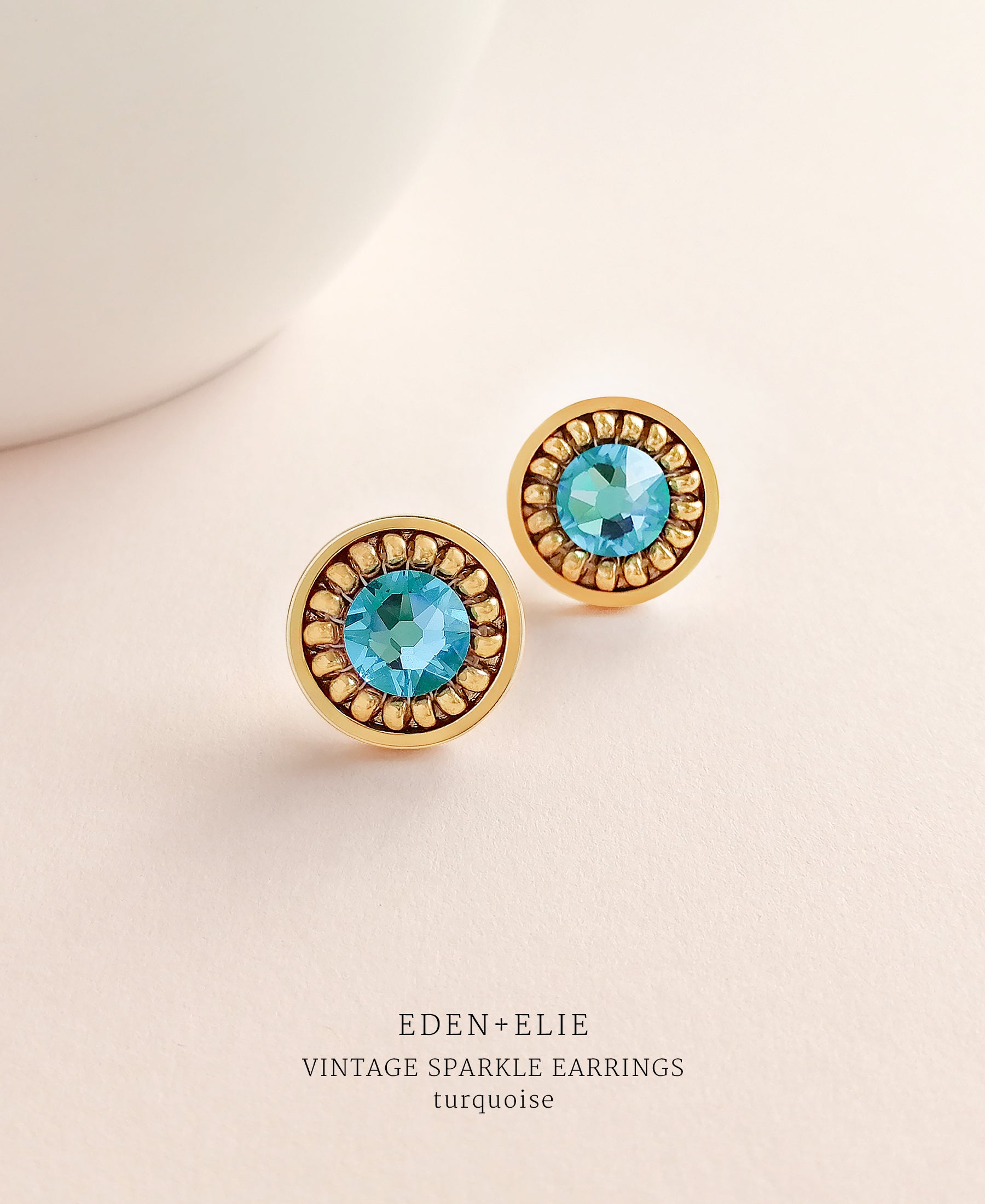 EDEN + ELIE Vintage Sparkle stud earrings - turquoise