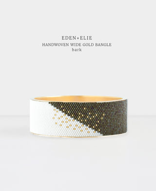 EDEN + ELIE Everyday Wide Gold Bangle - bark brown