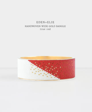 EDEN + ELIE Everyday Wide Gold Bangle - true red